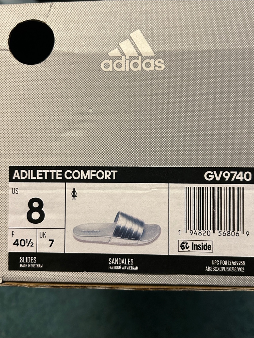 adidas Silver Metallic Slide Sandals - Picture 4 of 4